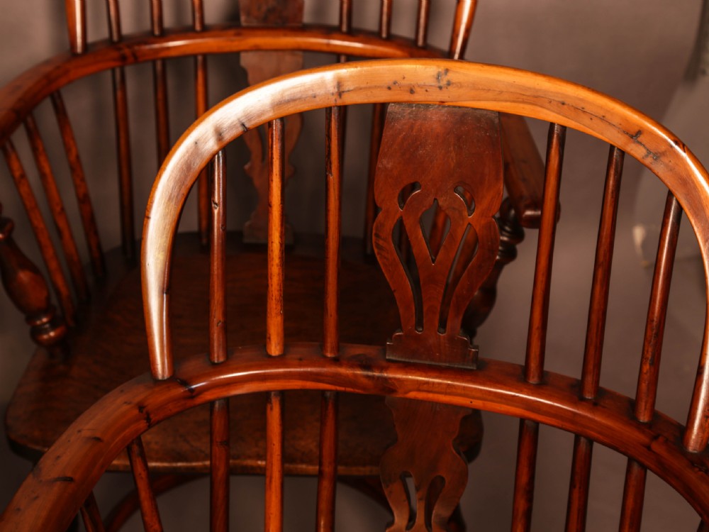 A Rare set of 8 Yew Wood Windsor Chairs Rockley Maker View VIII