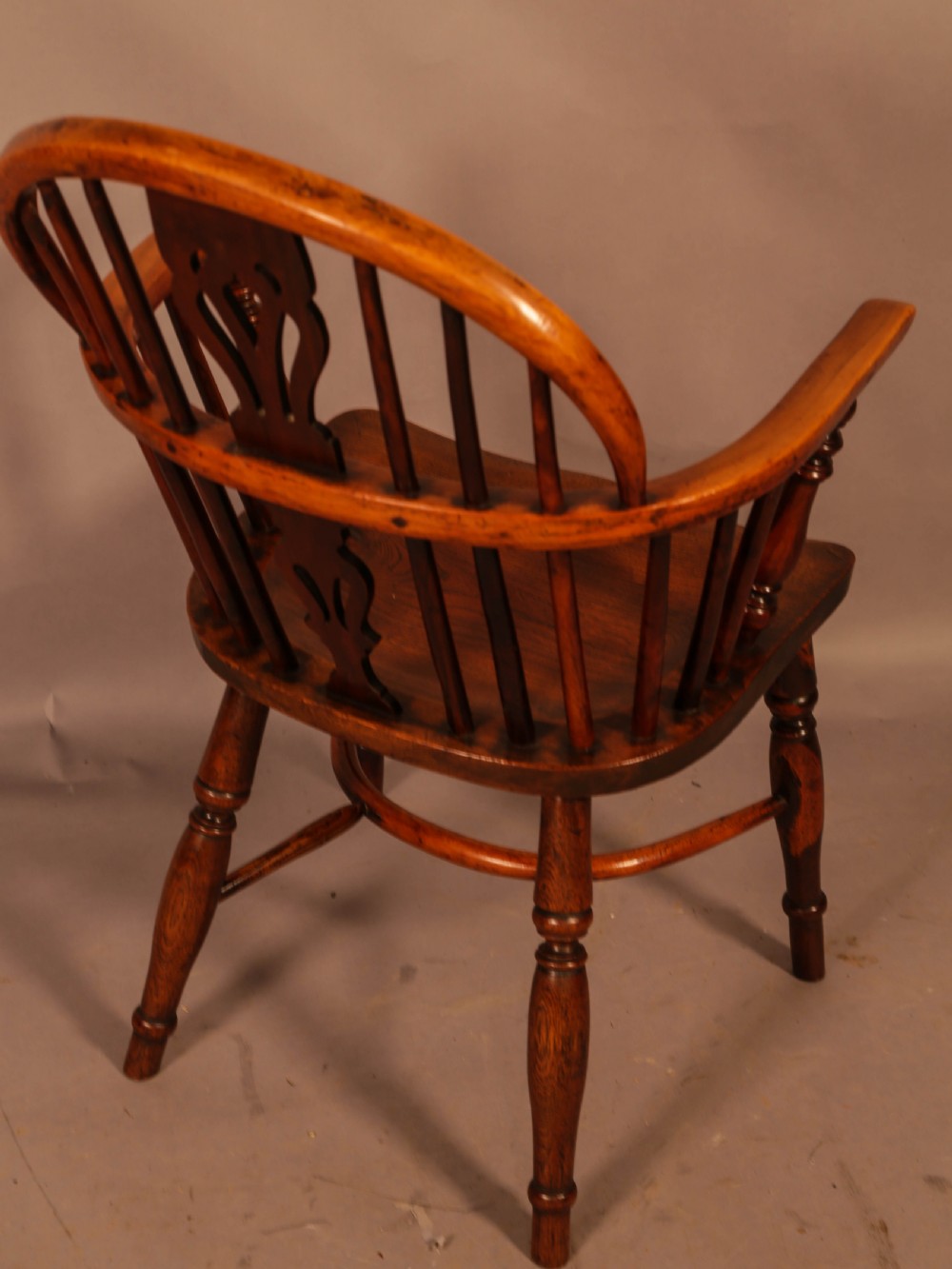 A Yew Wood Low Back Windsor chair Rockley Maker View III