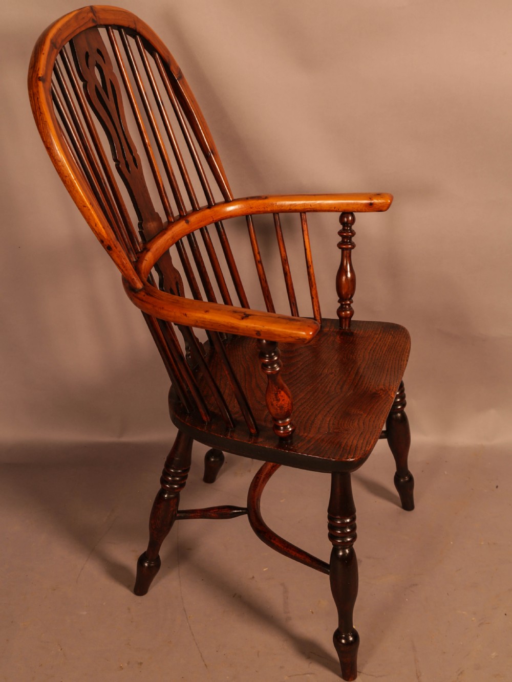 A Good Yew Wood High Back Windsor Chair Rockley Maker View II