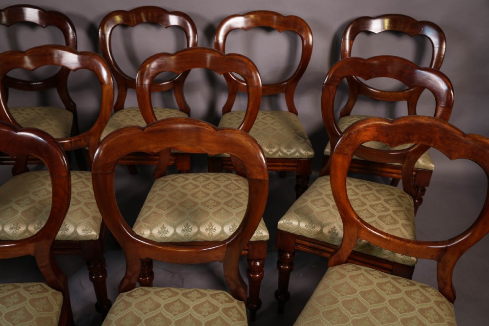 A Good Set of 12 Victorian Balloon Back Dining chairs View III