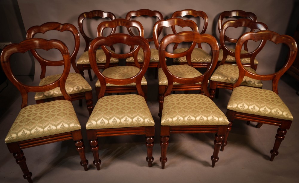 A Good Set of 12 Victorian Balloon Back Dining chairs View V