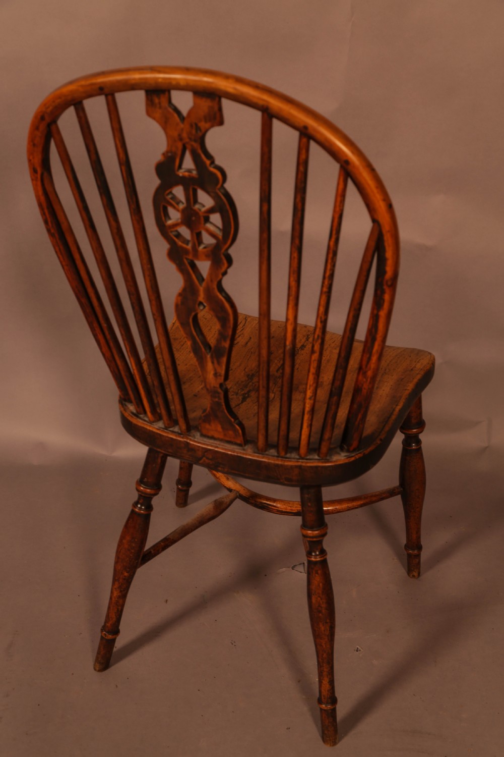 A Single Wheel Back Kitchen Windsor Chair in Yew Wood View III