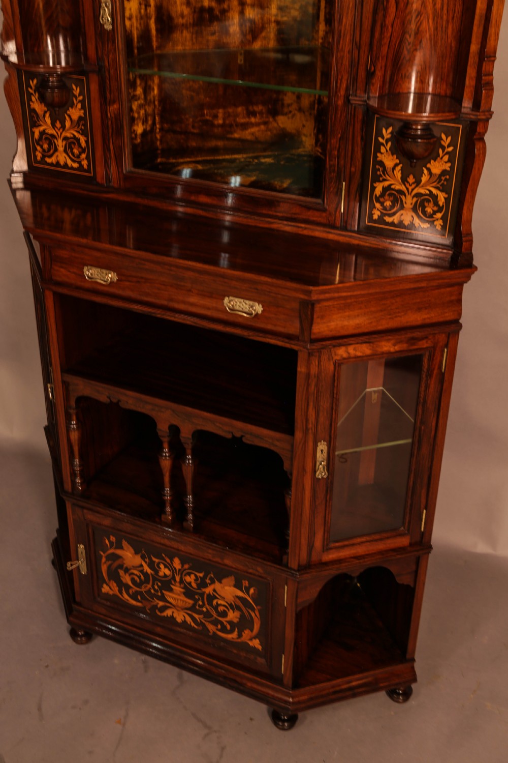 Rosewood Corner Display Cabinet by GILLOWS View XI