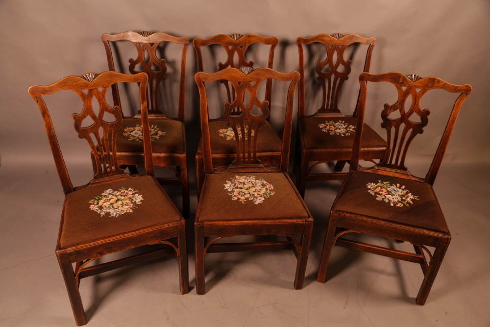 A Set of 6 Country Chippendale Dining Chairs View II