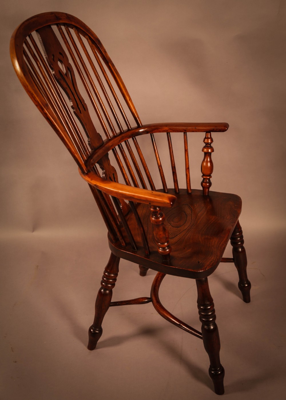 A Yew Wood High Back Windsor Chair Rockley Made View II