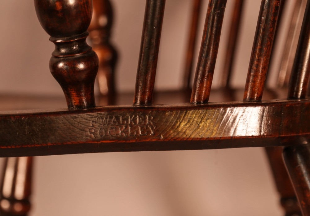 An Ash and Elm Windsor Chair stamped F Walker Rockley View VIII