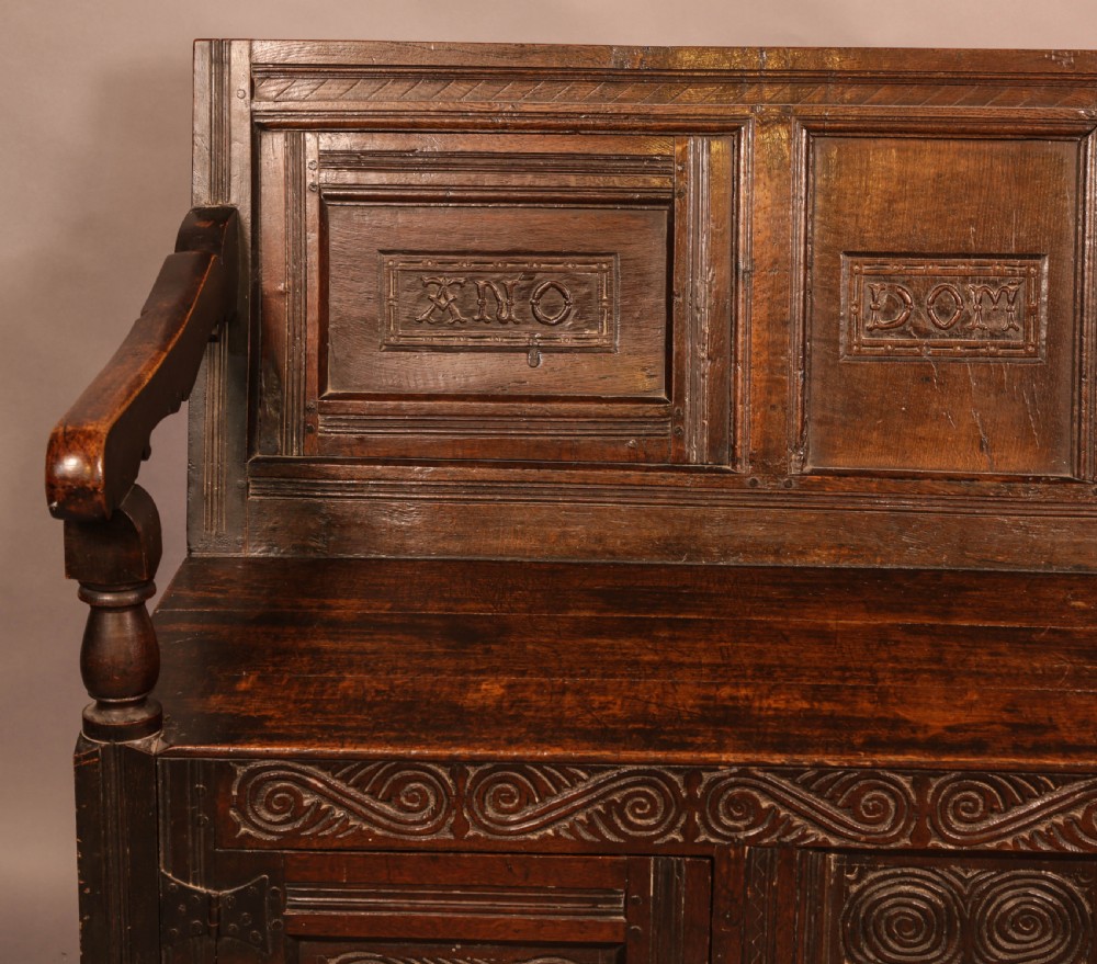 Antique Oak Settle View V