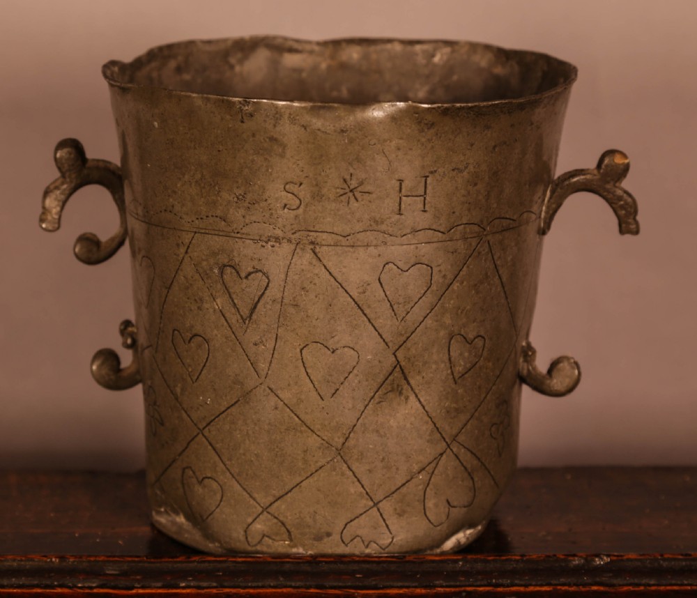 18th century pewter two handled cup View II