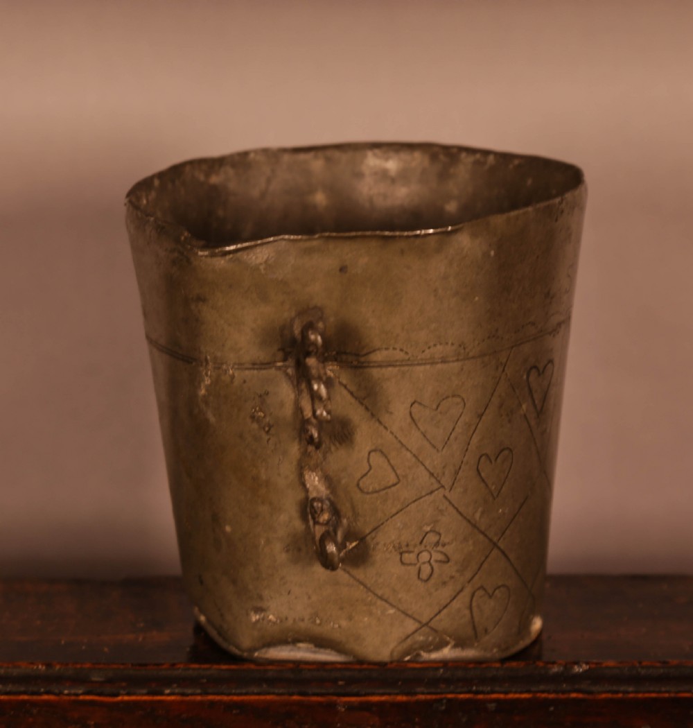18th century pewter two handled cup View III