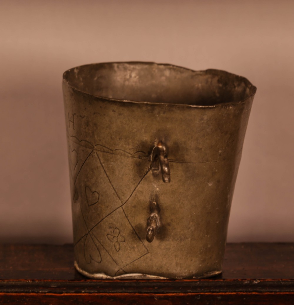 18th century pewter two handled cup View IV