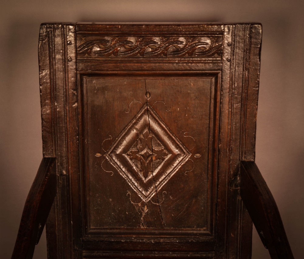 A 17th century Oak Wainscott Armchair View V