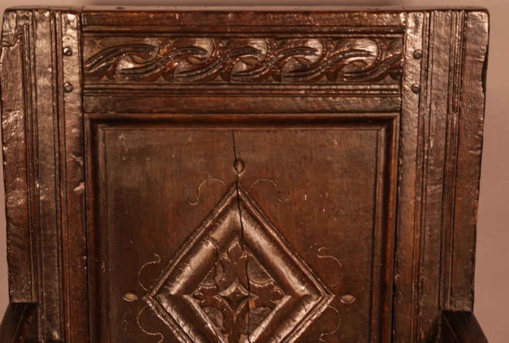 A 17th century Oak Wainscott Armchair View VII