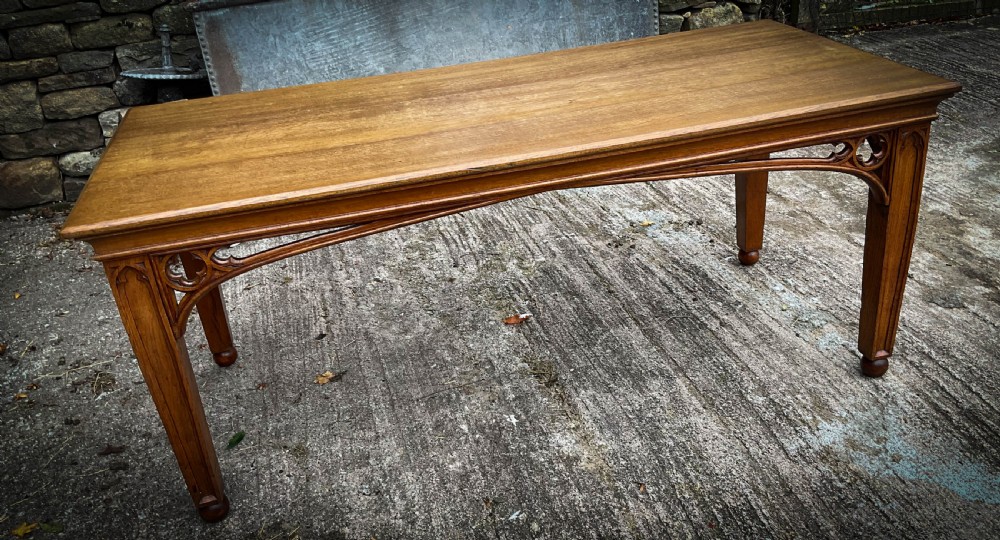 A Good Victorian Gothic Refectory Dining Table View III