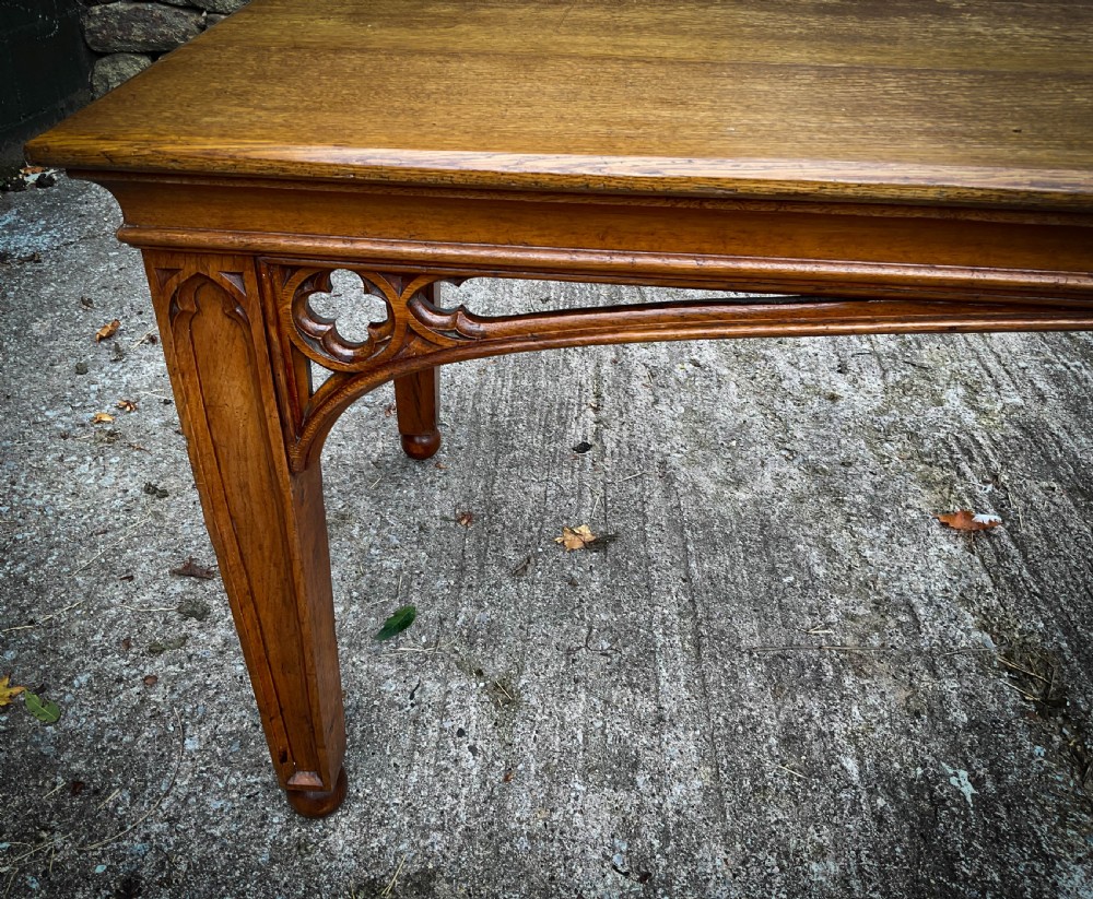 A Good Victorian Gothic Refectory Dining Table View IV