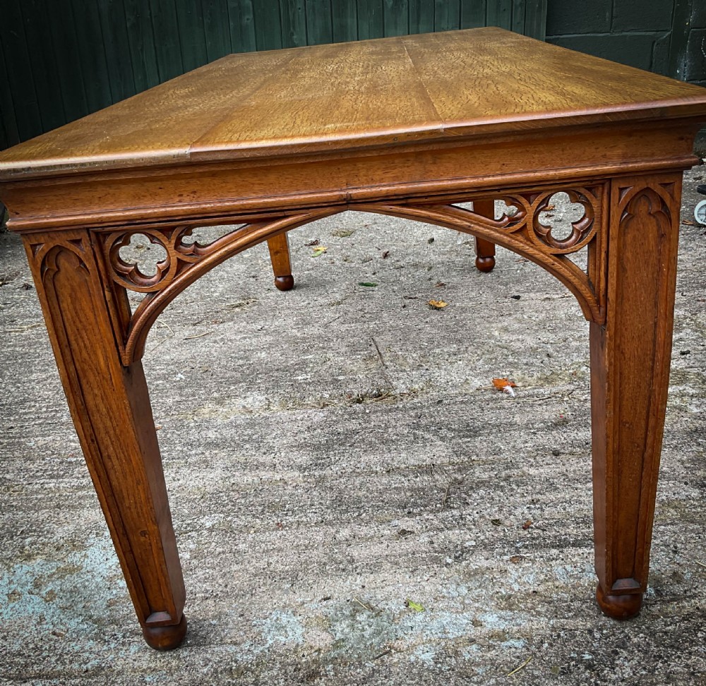 A Good Victorian Gothic Refectory Dining Table View VI