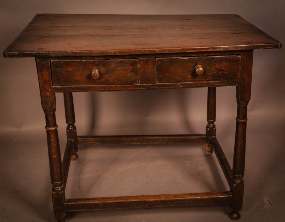 Early Oak Side Table 2 drawers