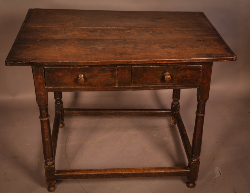 Early Oak Side Table 2 drawers View III