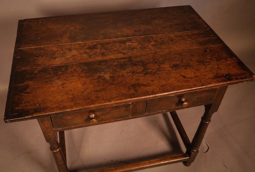 Early Oak Side Table 2 drawers View V