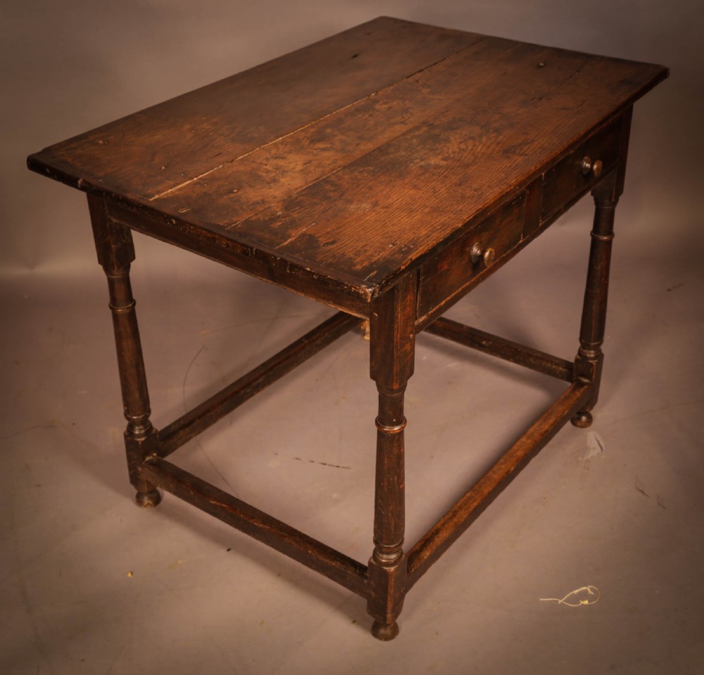 Early Oak Side Table 2 drawers View VI