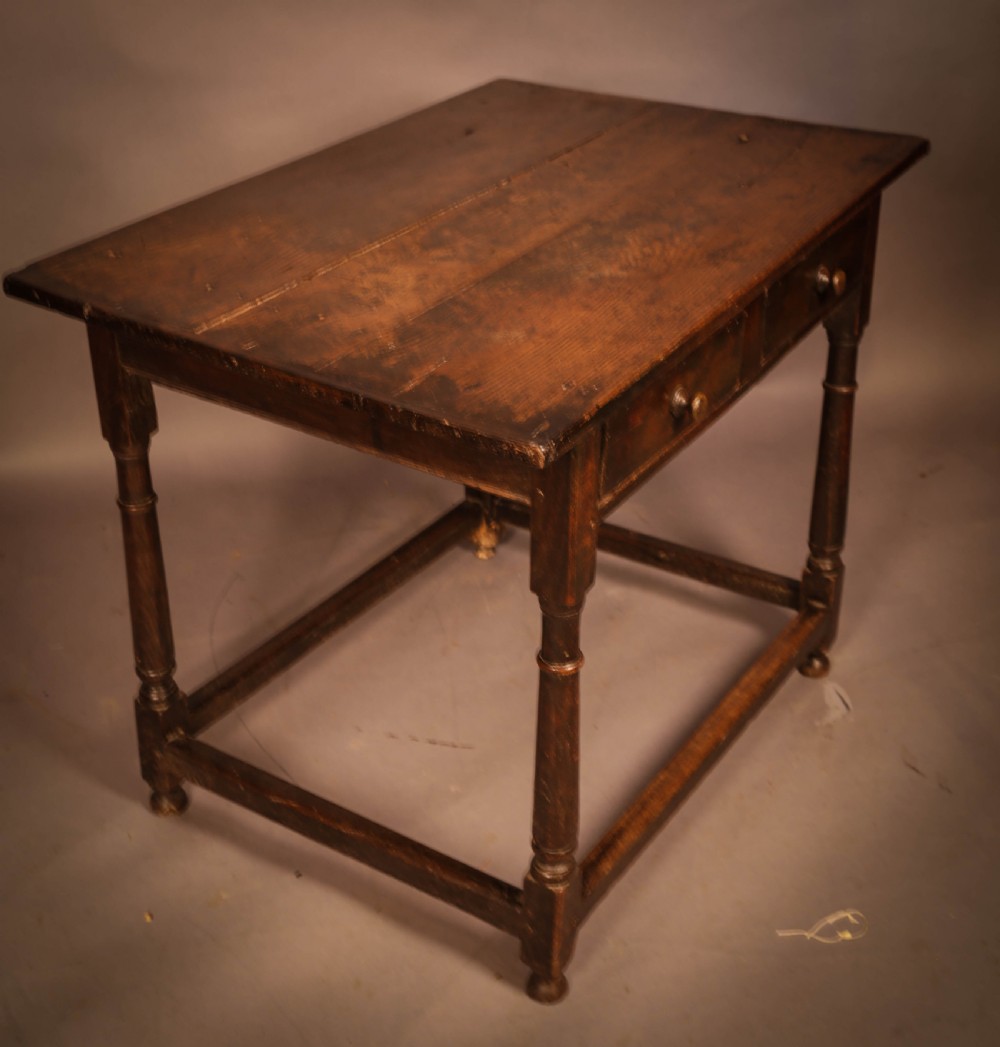 Early Oak Side Table 2 drawers View VII