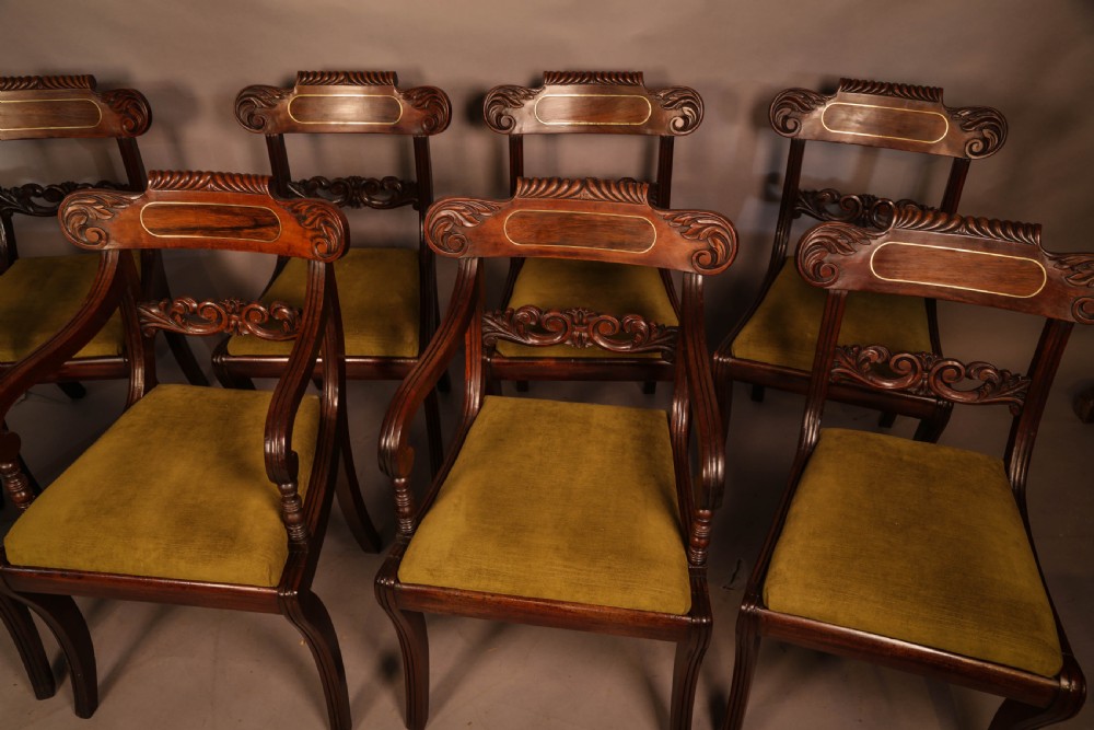 A Set of 8 Regency brass inlaid Dining Chairs c 1820 View III