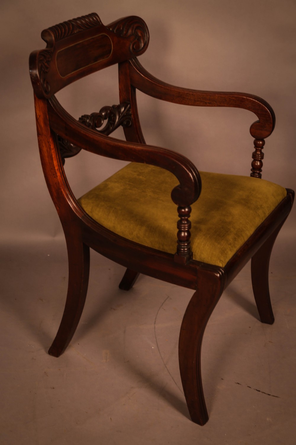 A Set of 8 Regency brass inlaid Dining Chairs c 1820 View V