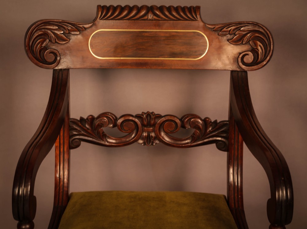 A Set of 8 Regency brass inlaid Dining Chairs c 1820 View VIII
