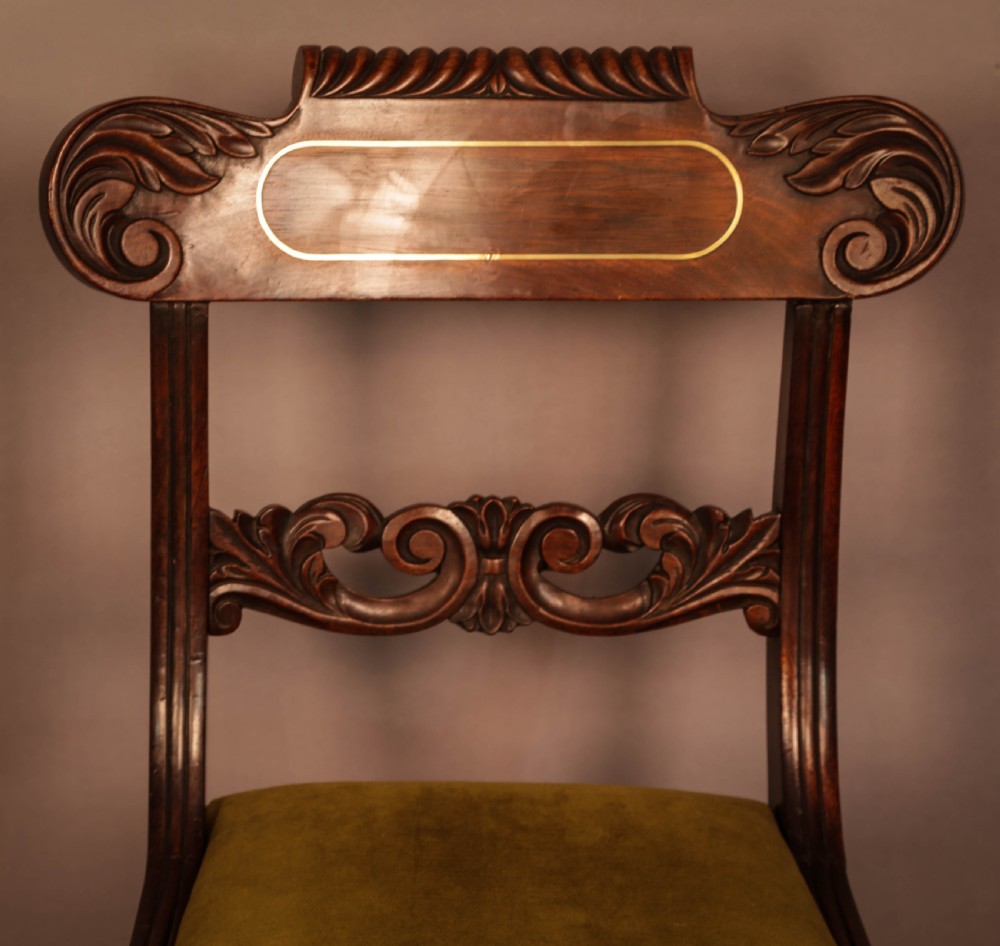 A Set of 8 Regency brass inlaid Dining Chairs c 1820 View IX