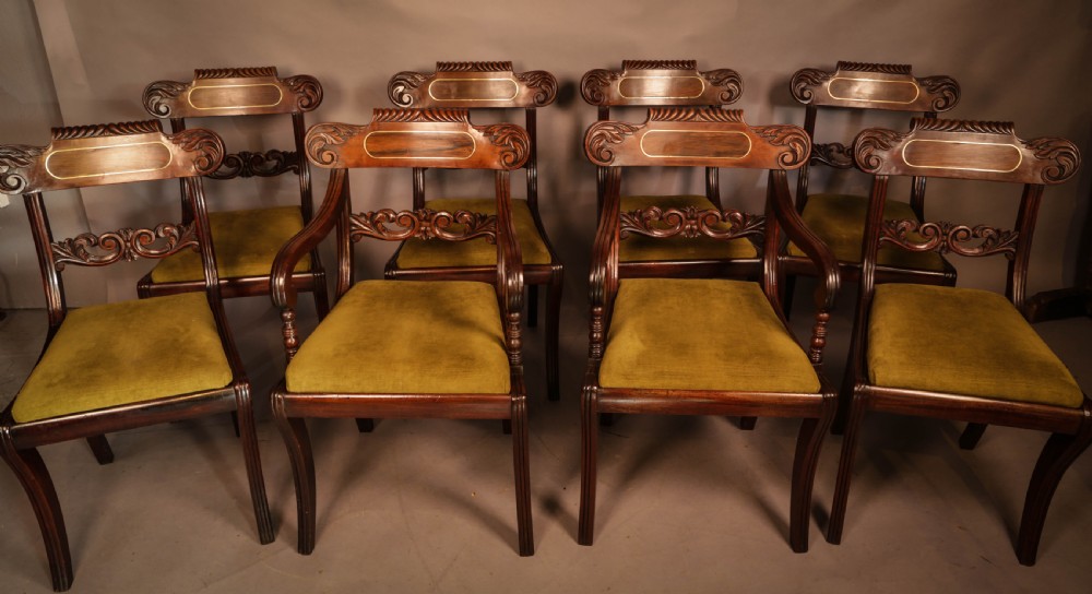 A Set of 8 Regency brass inlaid Dining Chairs c 1820 View XIII