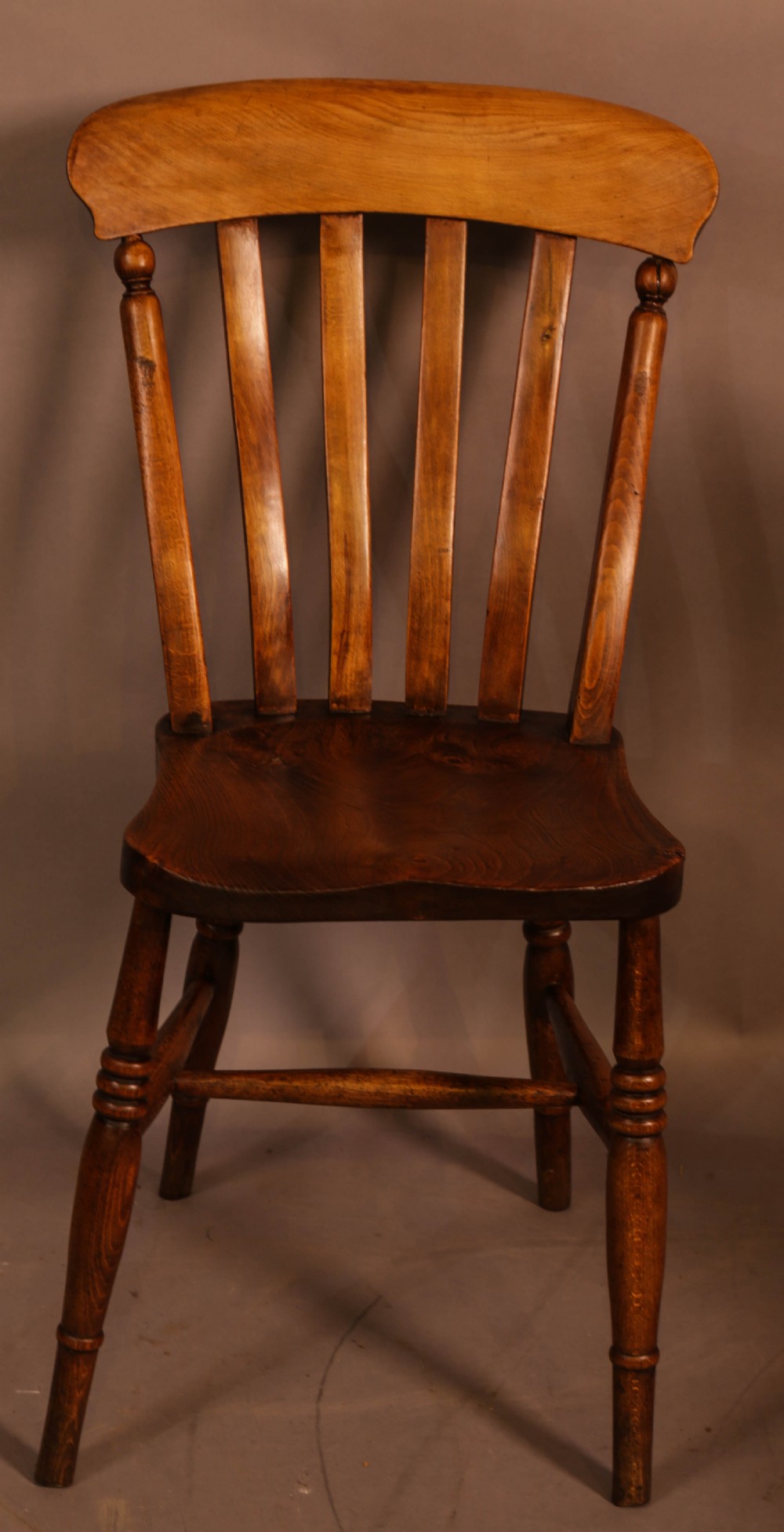 A set of 4 lath back Kitchen chairs 19th century View III