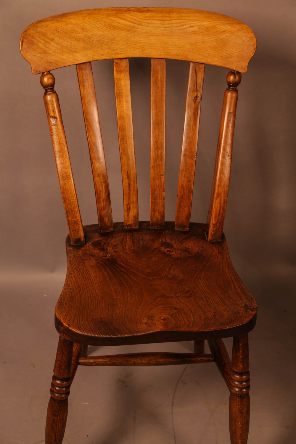 A set of 4 lath back Kitchen chairs 19th century View IV