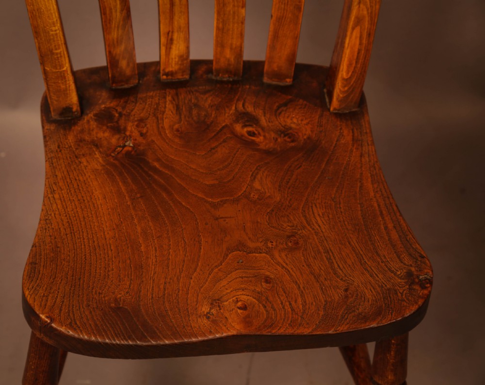 A set of 4 lath back Kitchen chairs 19th century View VII