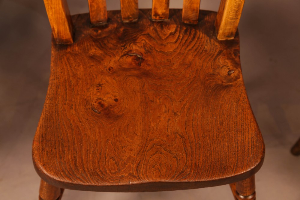 A set of 4 lath back Kitchen chairs 19th century View VIII