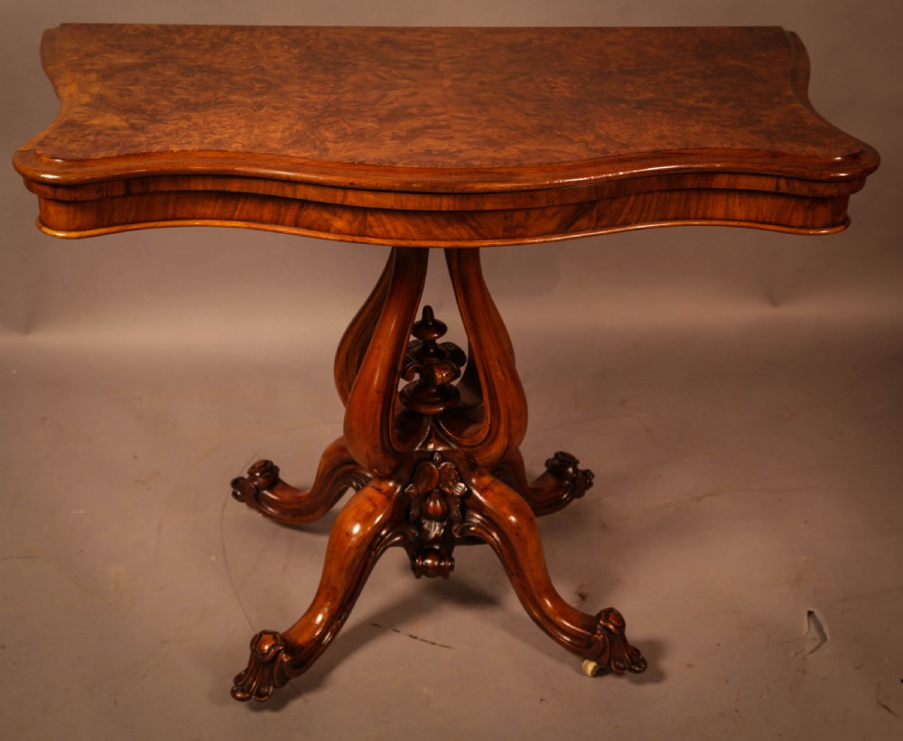 A Good Quality Victorian Burr Walnut Card Table