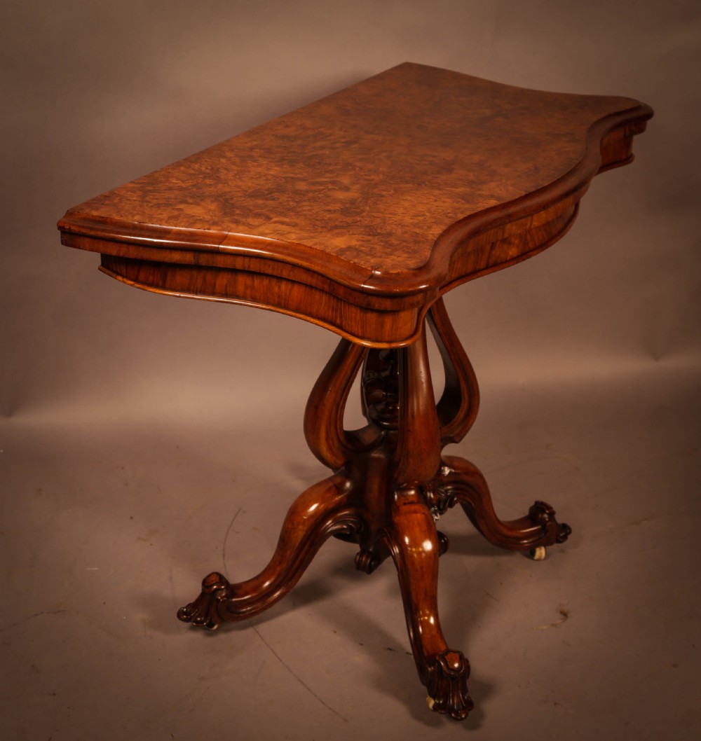 A Good Quality Victorian Burr Walnut Card Table View II