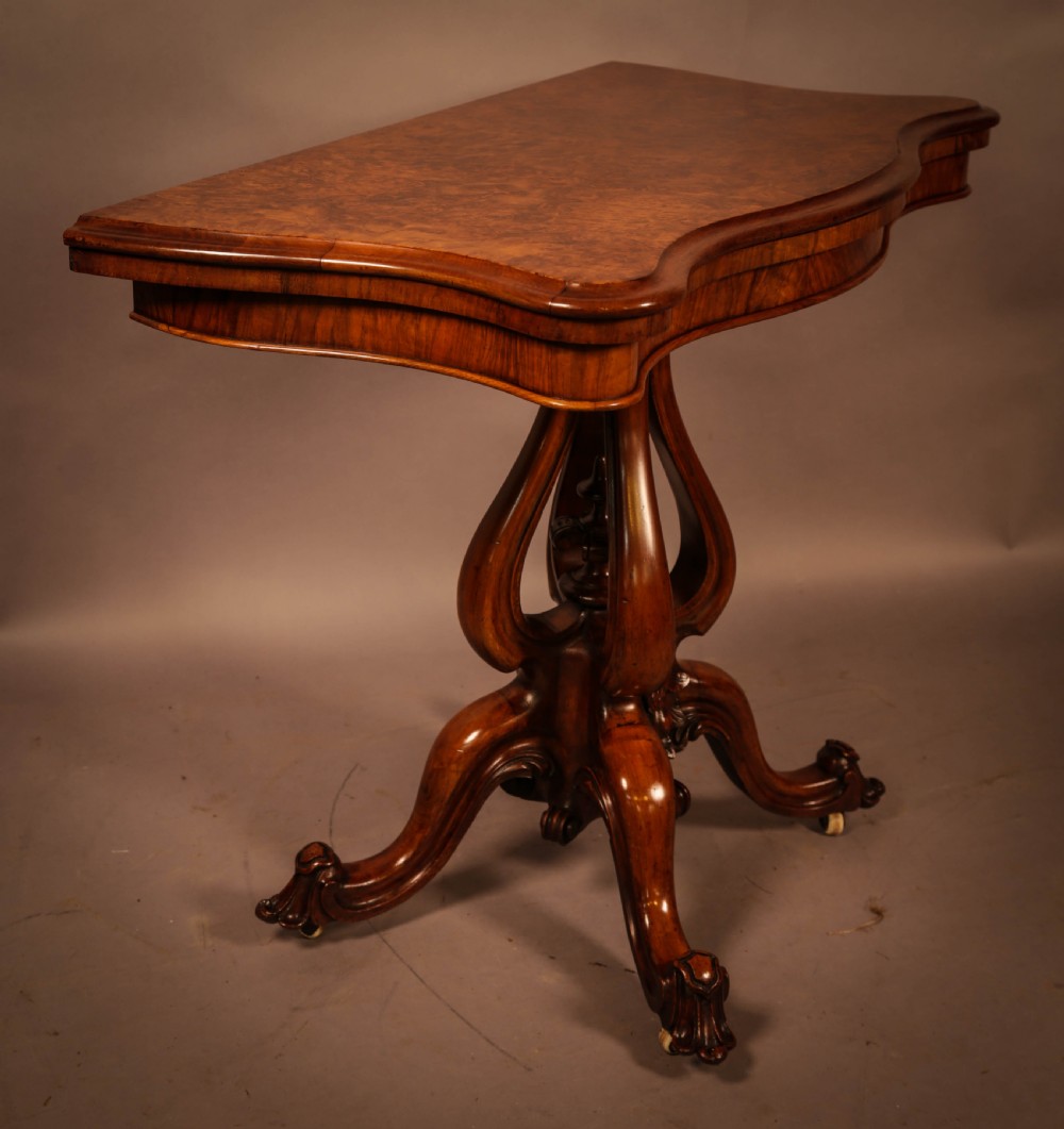 A Good Quality Victorian Burr Walnut Card Table View III