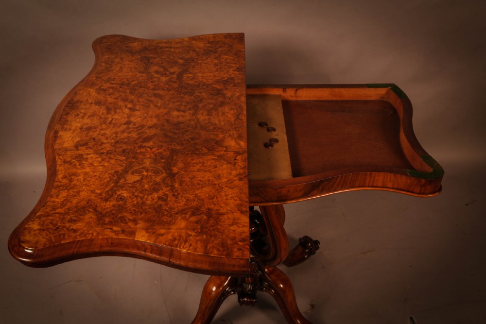 A Good Quality Victorian Burr Walnut Card Table View VI