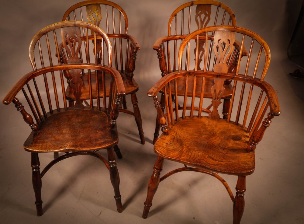 A Good set of 4 Yew Wood Windsor Chairs by George Nicholson View XVI
