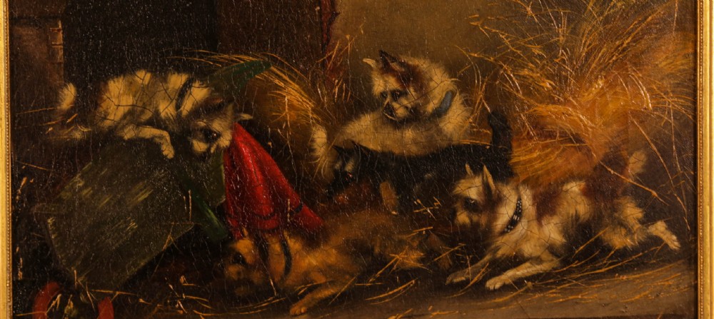 A Lovely Pair of Terrier Oil Painings signed View III