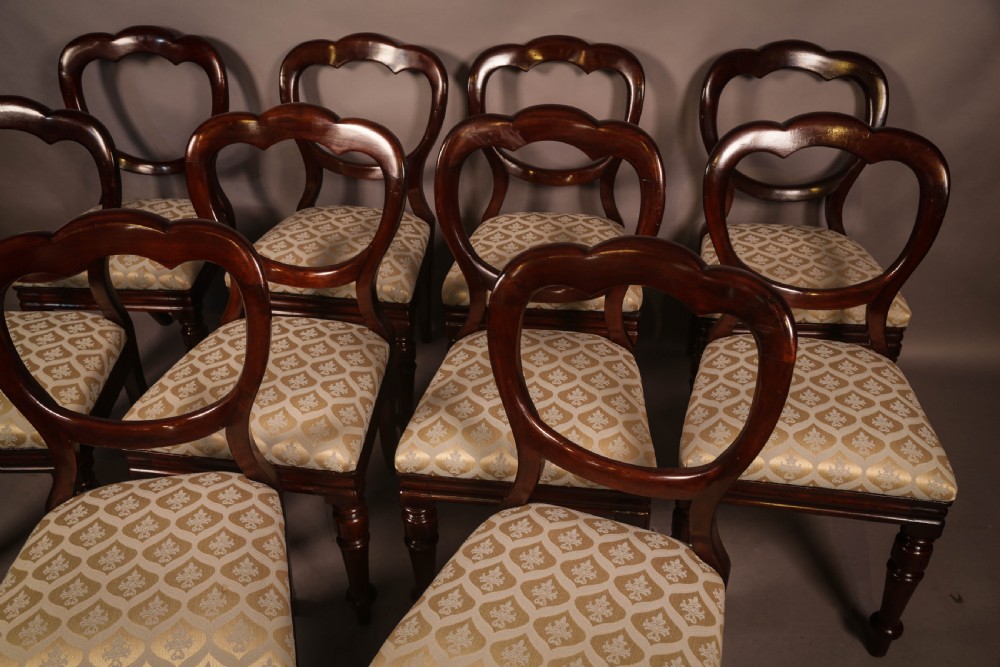 A Good set of 10 Victorian Mahogany Balloon Back Dining Chairs View IV