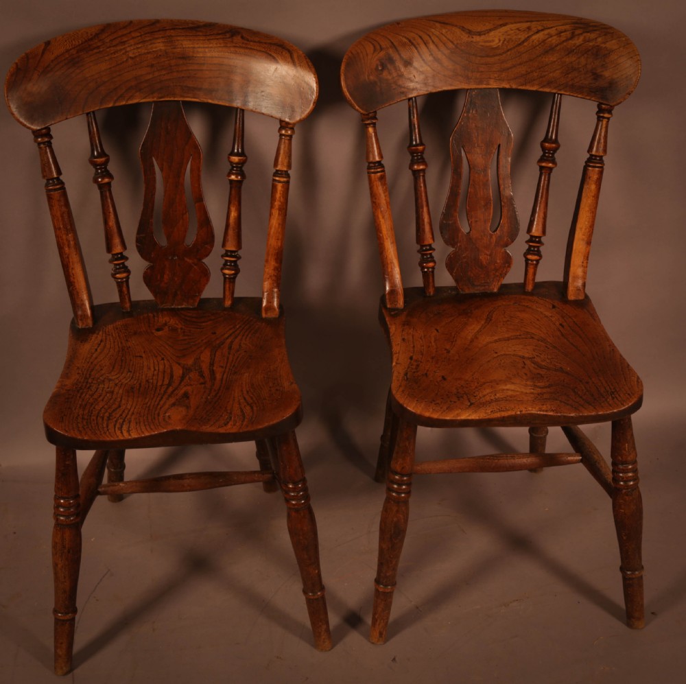 A Set of 4 Victorian Kitchen Chairs in Ash and Elm Superb View II