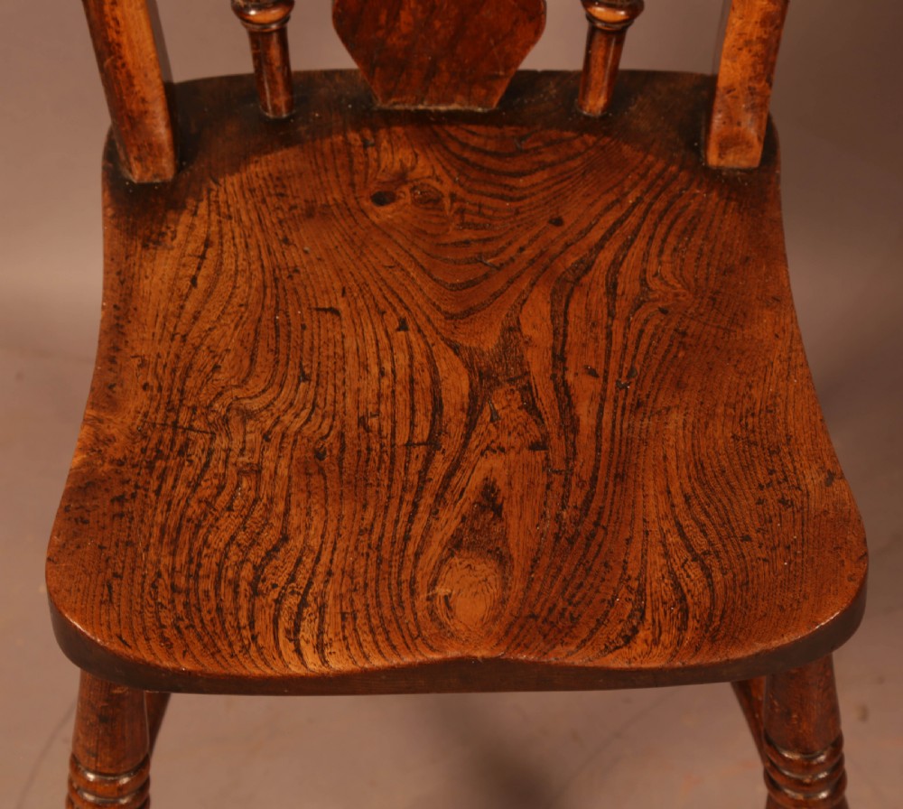 A Set of 4 Victorian Kitchen Chairs in Ash and Elm Superb View VIII
