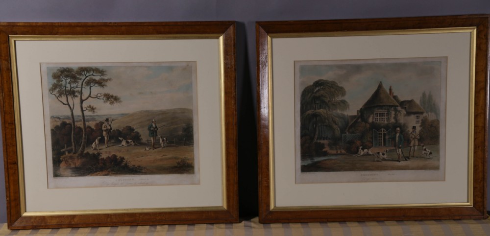 A Set of 4 Hunting dog Prints 19th century Ackerman London Good View II