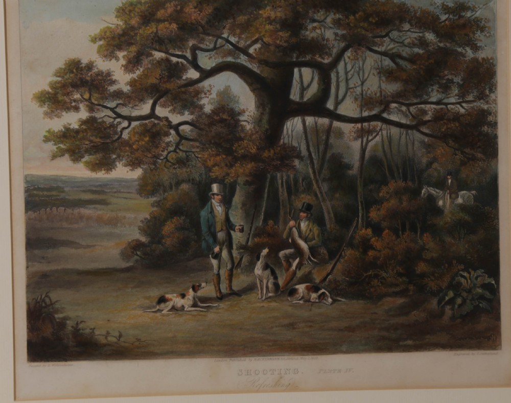 A Set of 4 Hunting dog Prints 19th century Ackerman London Good View III