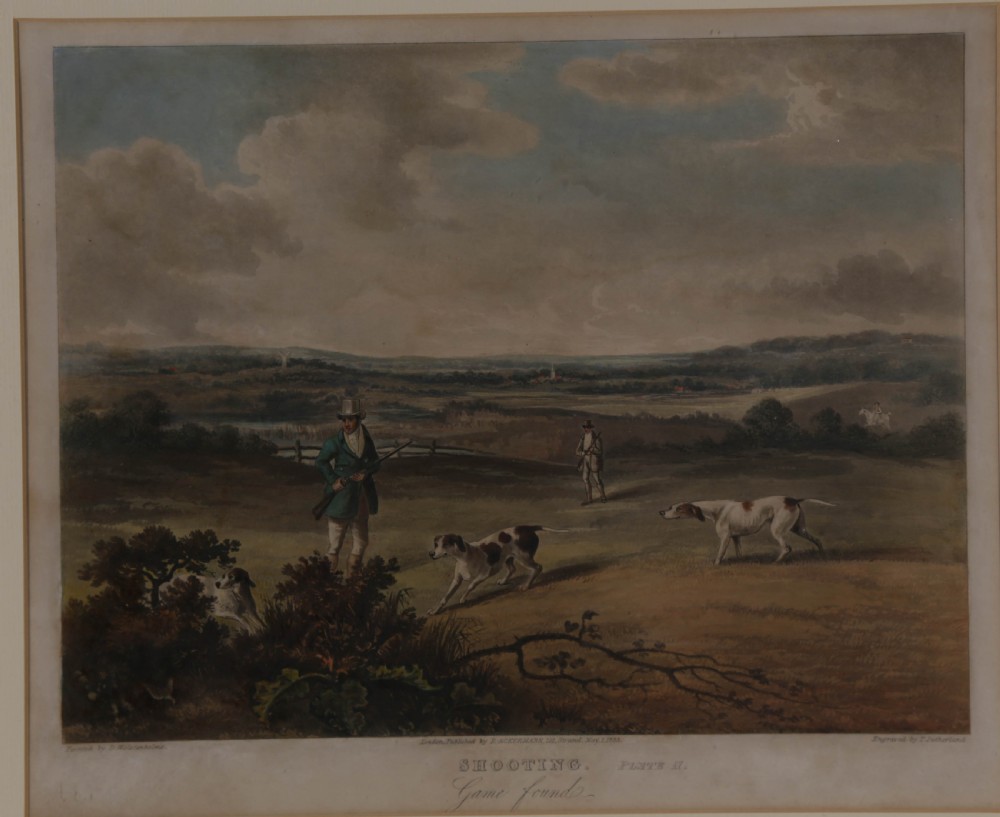 A Set of 4 Hunting dog Prints 19th century Ackerman London Good View IV