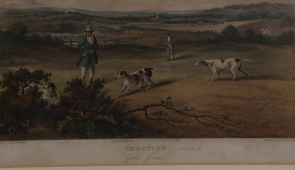 A Set of 4 Hunting dog Prints 19th century Ackerman London Good View V