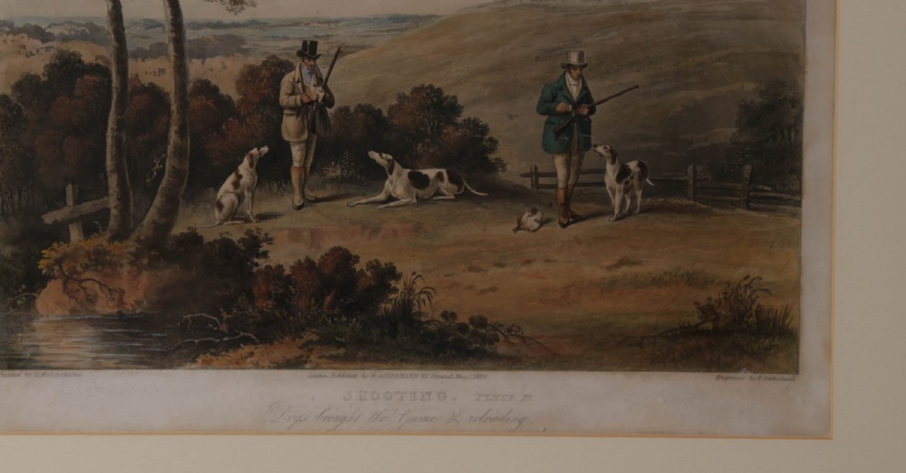 A Set of 4 Hunting dog Prints 19th century Ackerman London Good View VII