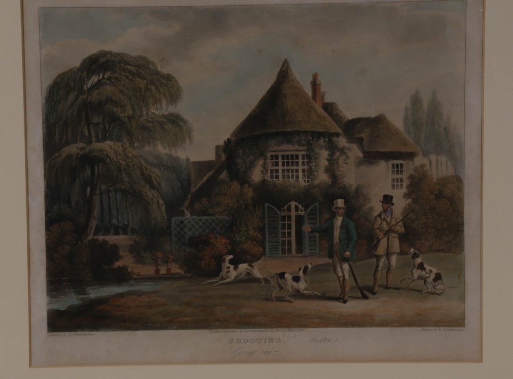 A Set of 4 Hunting dog Prints 19th century Ackerman London Good View VIII