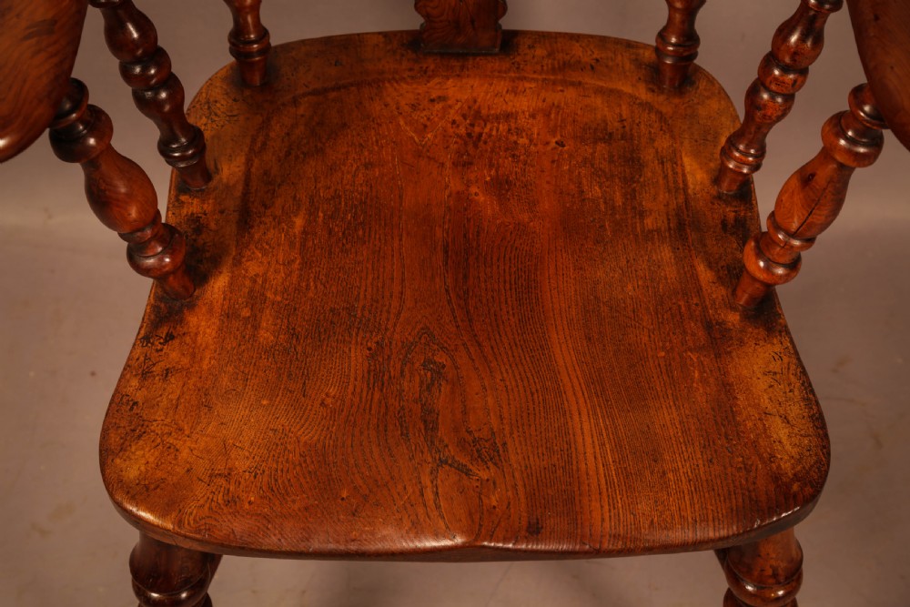 A Worksop Yew wood Broad Arm Windsor Chair View IX