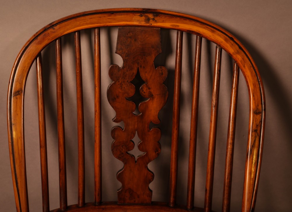 A Worksop Yew wood Broad Arm Windsor Chair View X